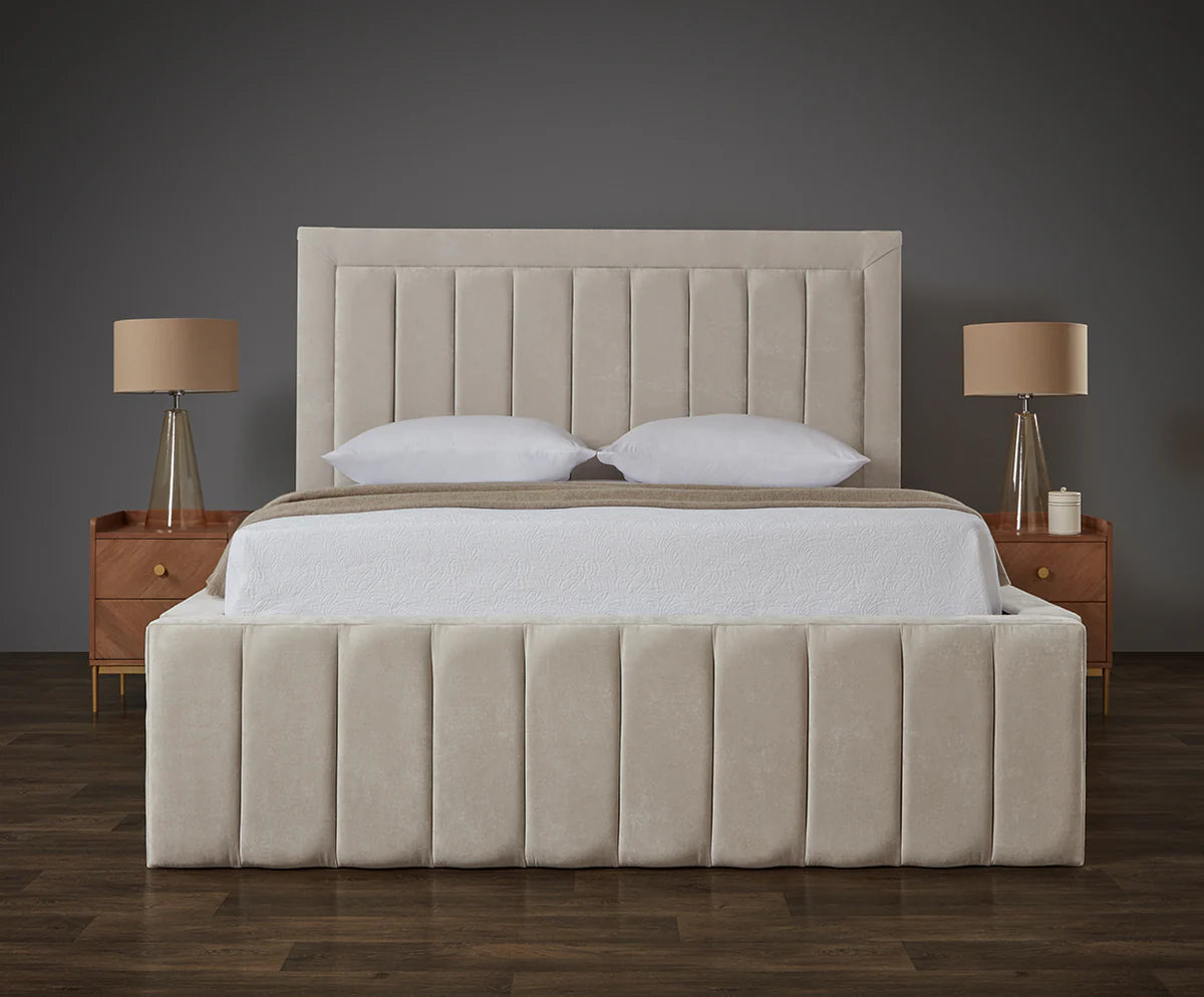 King size stewart bed | silver | ottoman | 2000 pockets mattress